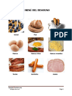 Spanish Vocab List DESAYUNO Lista Vocabulario