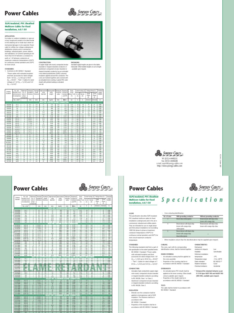 Multicore Power Cable Specifications | PDF | Insulator (Electricity ...