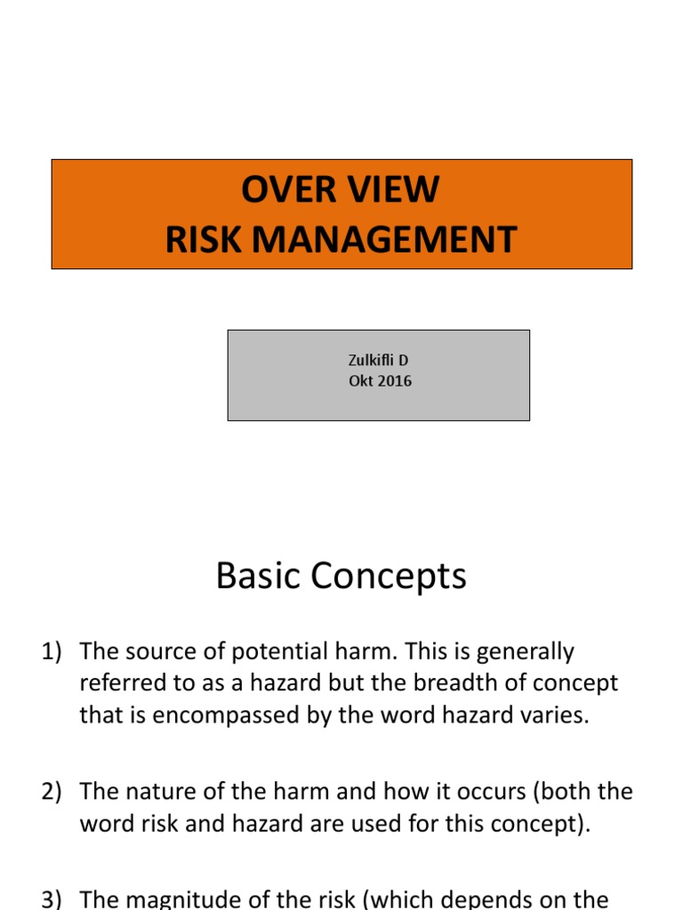 OVER VIEW Risk Management 2016 | PDF | Risk | Hazards