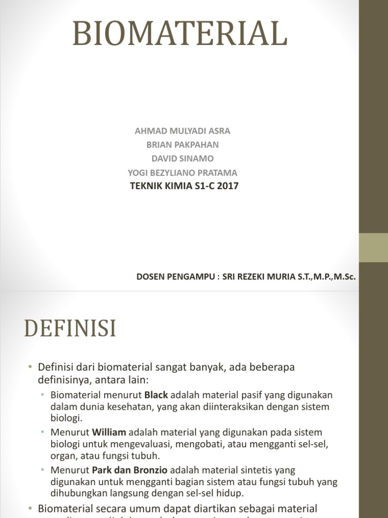 Definisi dan Jenis Biomaterial | PDF