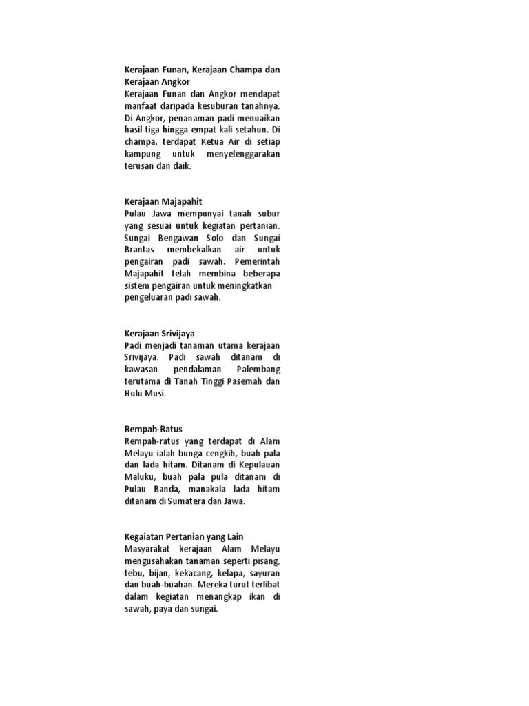 Pertanian Kerajaan Alam Melayu | PDF