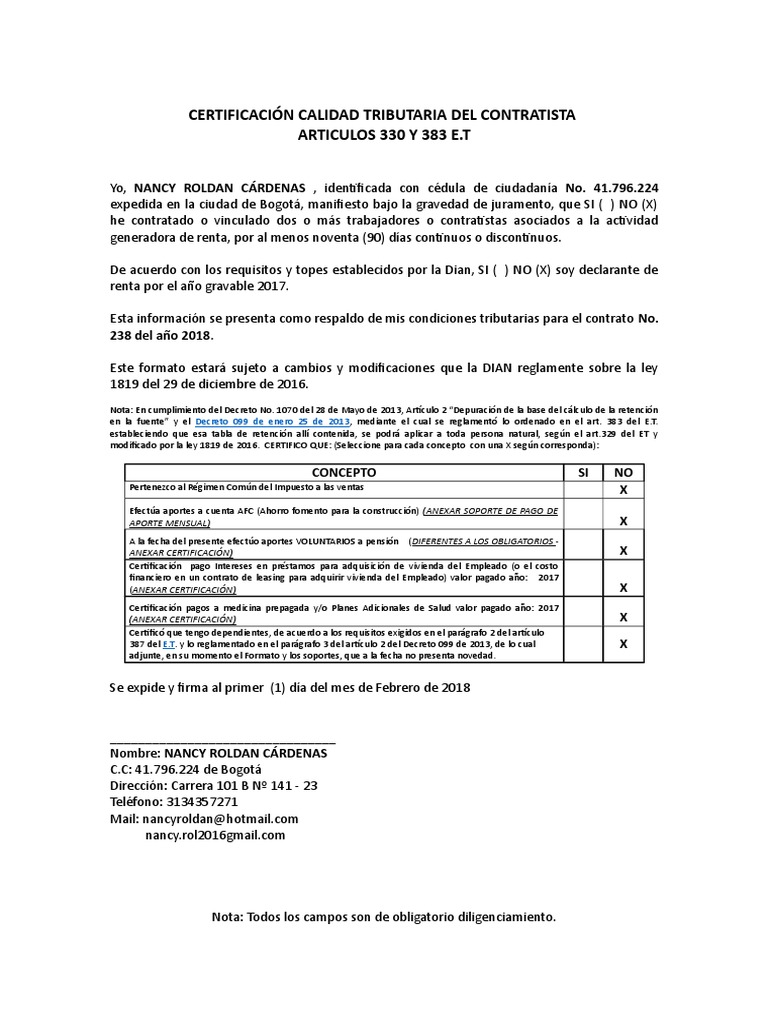 Certificacion Tributaria 2018 | PDF | Gobierno | Business