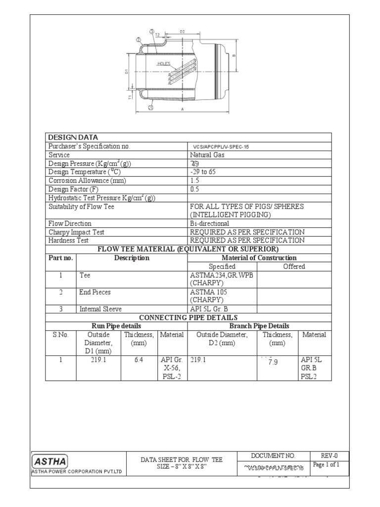 Flow Tee | PDF | Pipe (Fluid Conveyance) | Specification (Technical ...