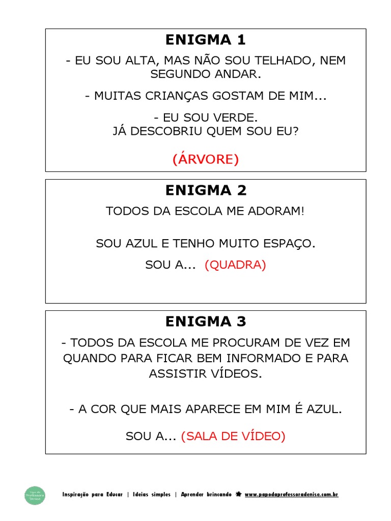 Enigmas para Caça ao Tesouro Escolar | PDF