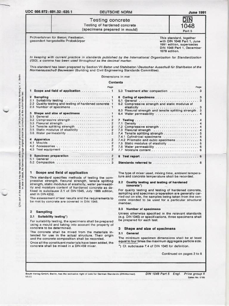 Din 1048 | PDF | Young's Modulus | Concrete