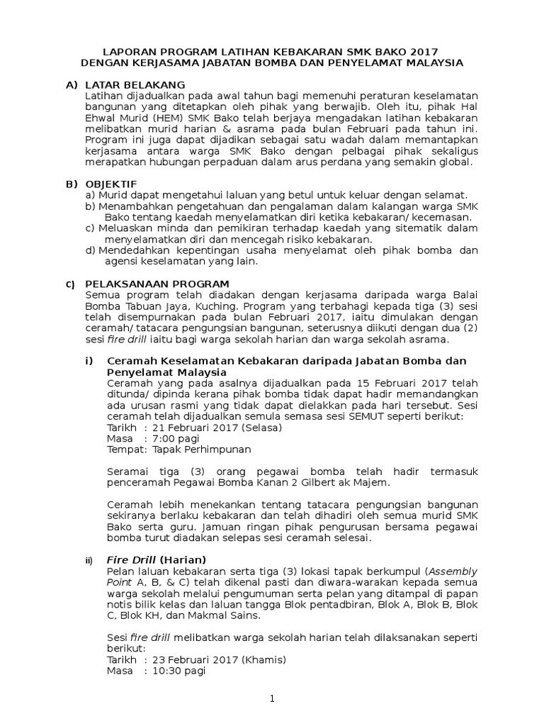 Laporan Program Keselamatan 1 2017 Pdf