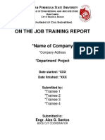 On The Job Training Report: Name of Company