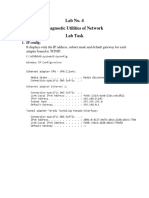 Lab No. 4 Diagnostic Utilities of Network Lab Task: 1. IP Config