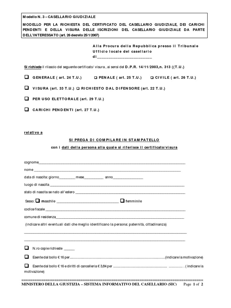 Modello 3 ITA | PDF