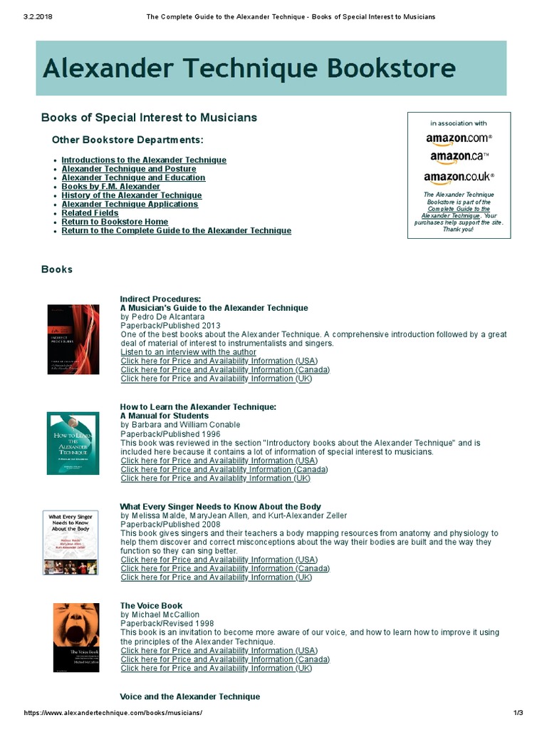 The Complete Guide To The Alexander Technique Books Of Special