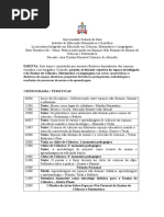 Cronograma disciplina Espaços Não Formais de ensino