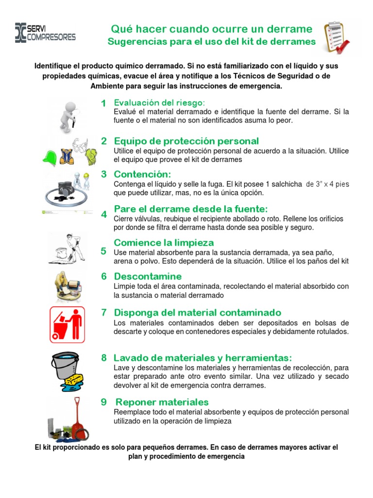 Cómo actuar ante un derrame: guía de 8 pasos | PDF | Contaminación ...