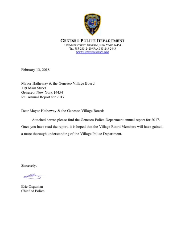 Geneseo Police Department Annual Report PDF Traffic Ticket