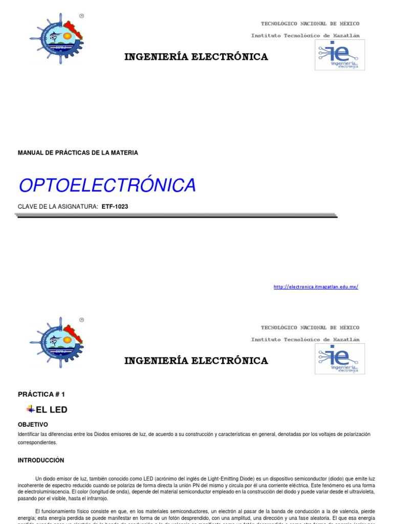 Manual de Prácticas OPTOELECTRÓNICA PDF
