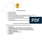 Normas Del Laboratorio y Estructura Del Informe