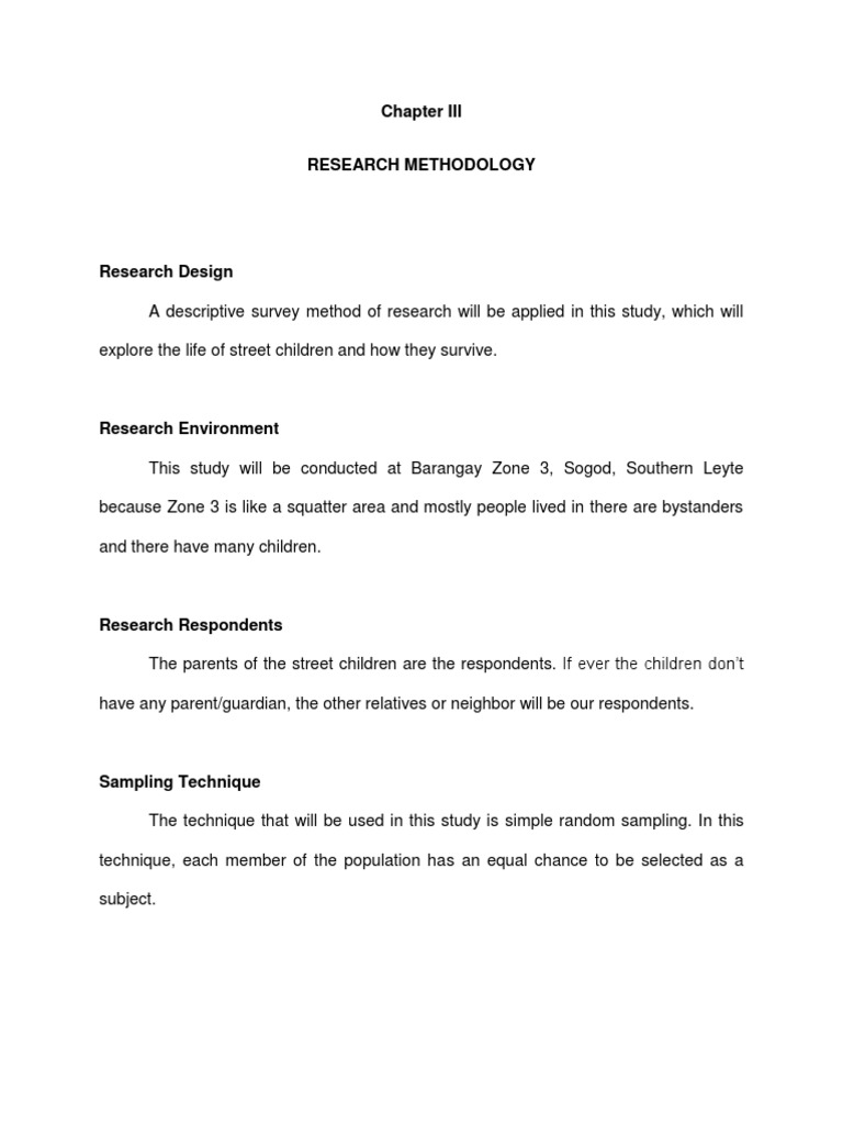 Research Methodology for Street Children Study | PDF | Survey ...