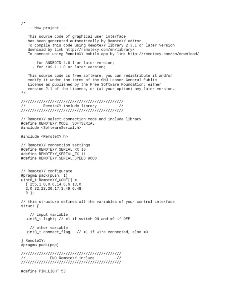 RemoteXY GUI Source Code Example | PDF | Business | Technology ...