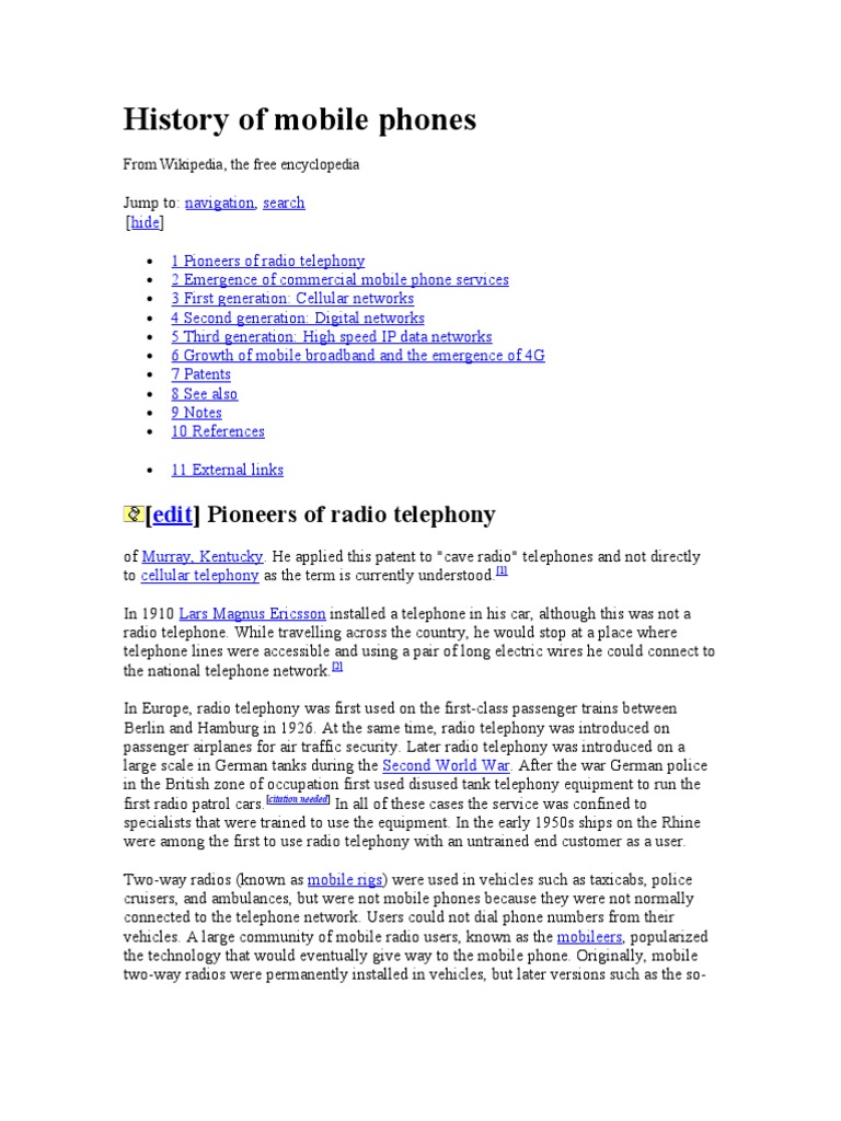 Brief History of Mobile Phones | PDF | Duplex (Telecommunications ...