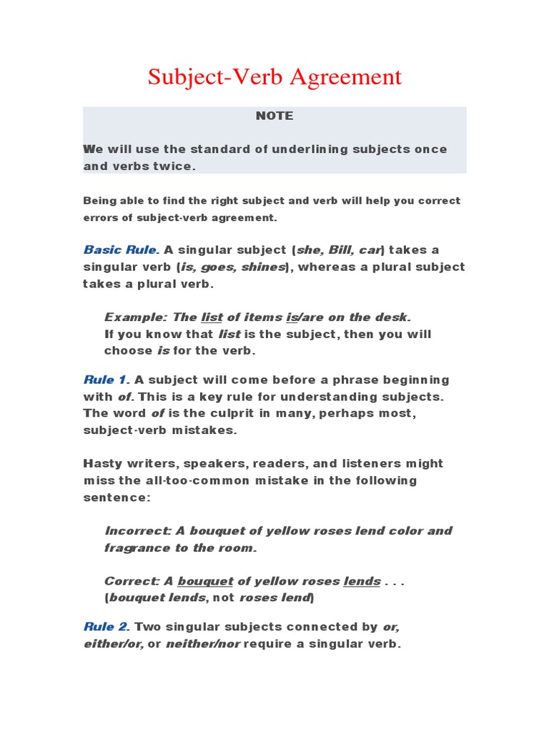 Subject Grammatical Number Plural