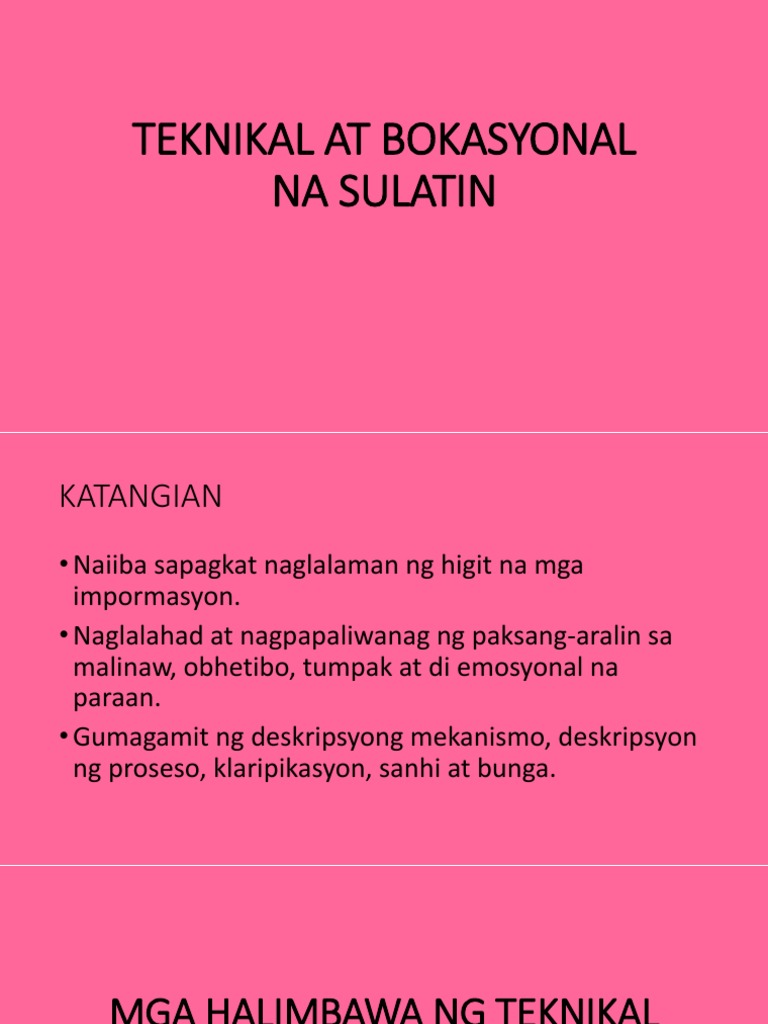 Teknikal at Bokasyonal Na Sulatin