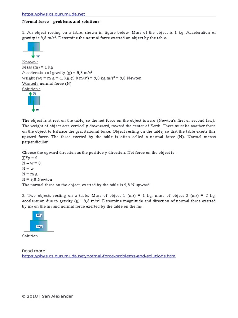 Normal Force Problems And Solutions
