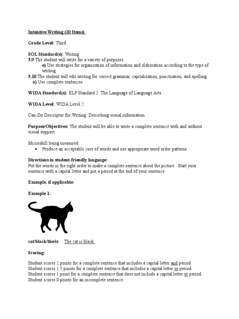 Third Grade Intensive Writing Assessment | PDF | Letter Case | Sentence ...
