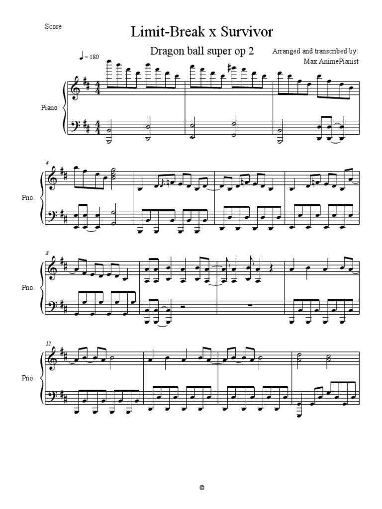 Dragon Ball Super Sheet Music Score