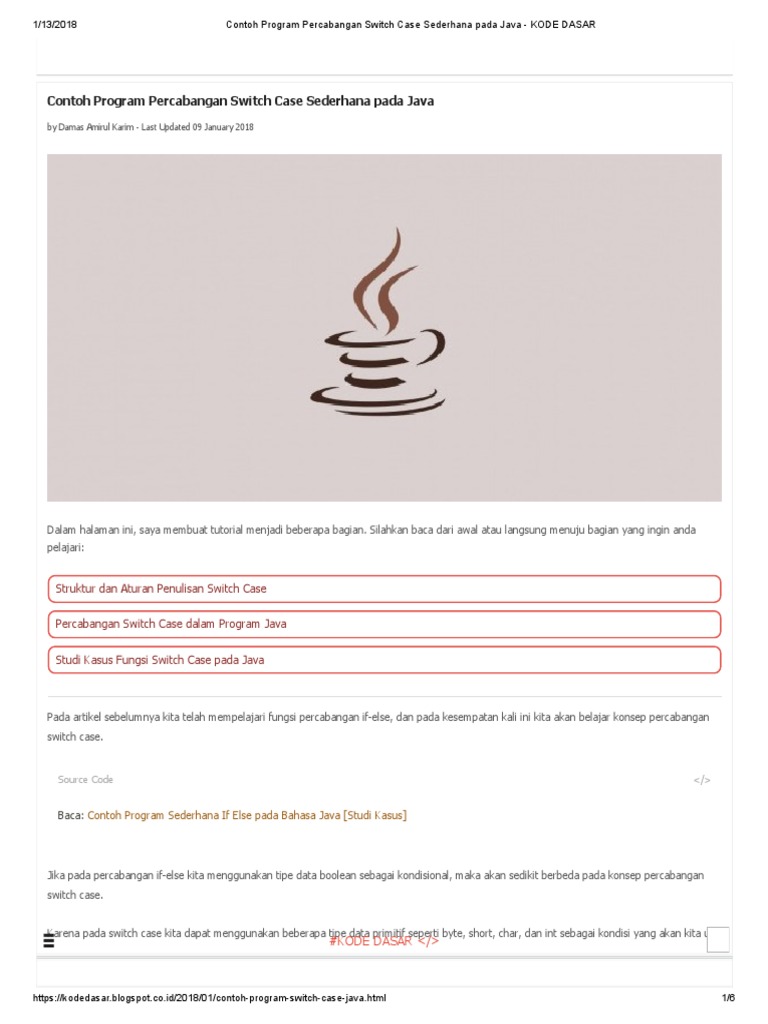 Contoh Switch Case Sederhana Java | PDF | Komputer
