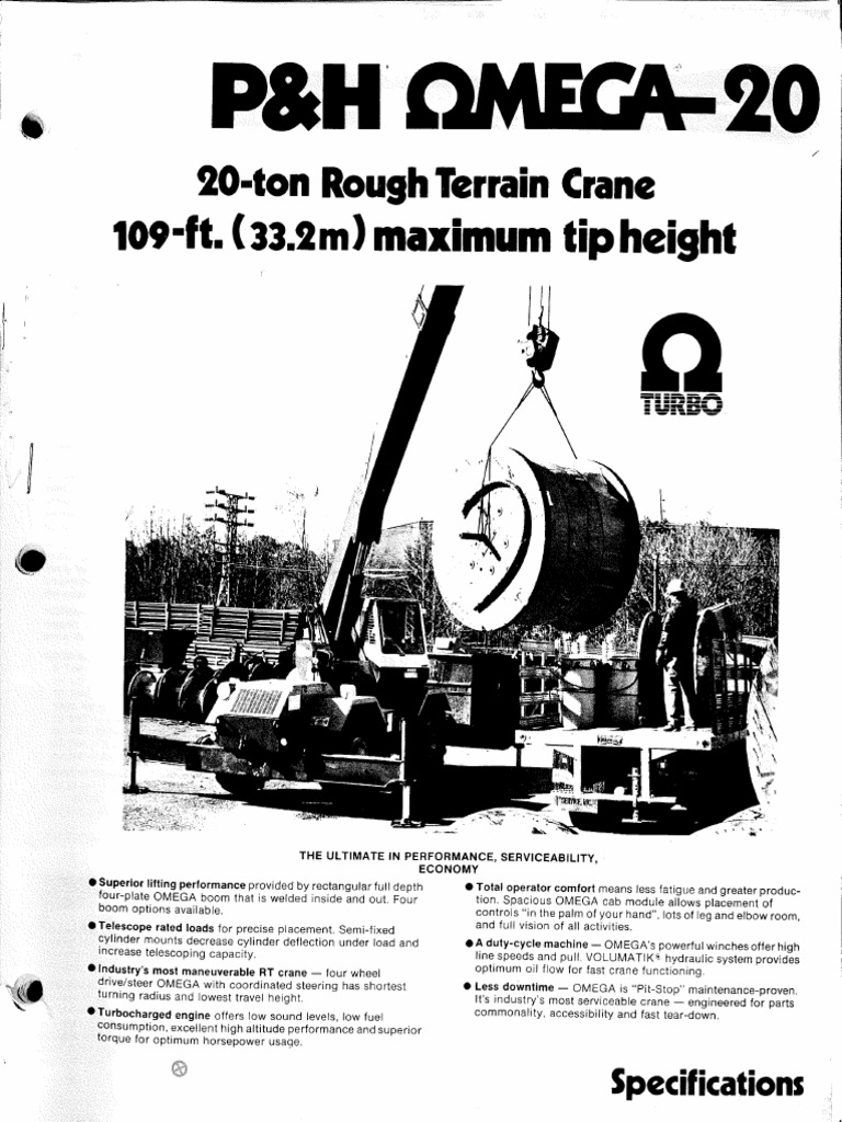 P&H Omega 20 Spec Sheets | PDF