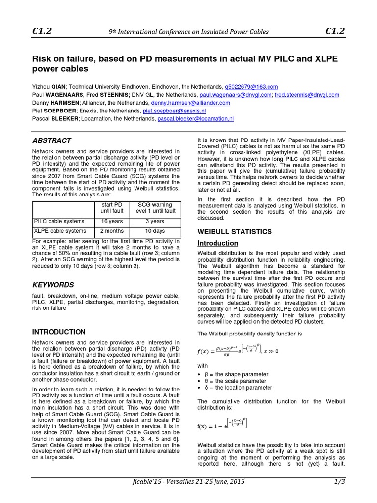 PD Activity Impact on PILC Cables | PDF | Electrical Engineering ...