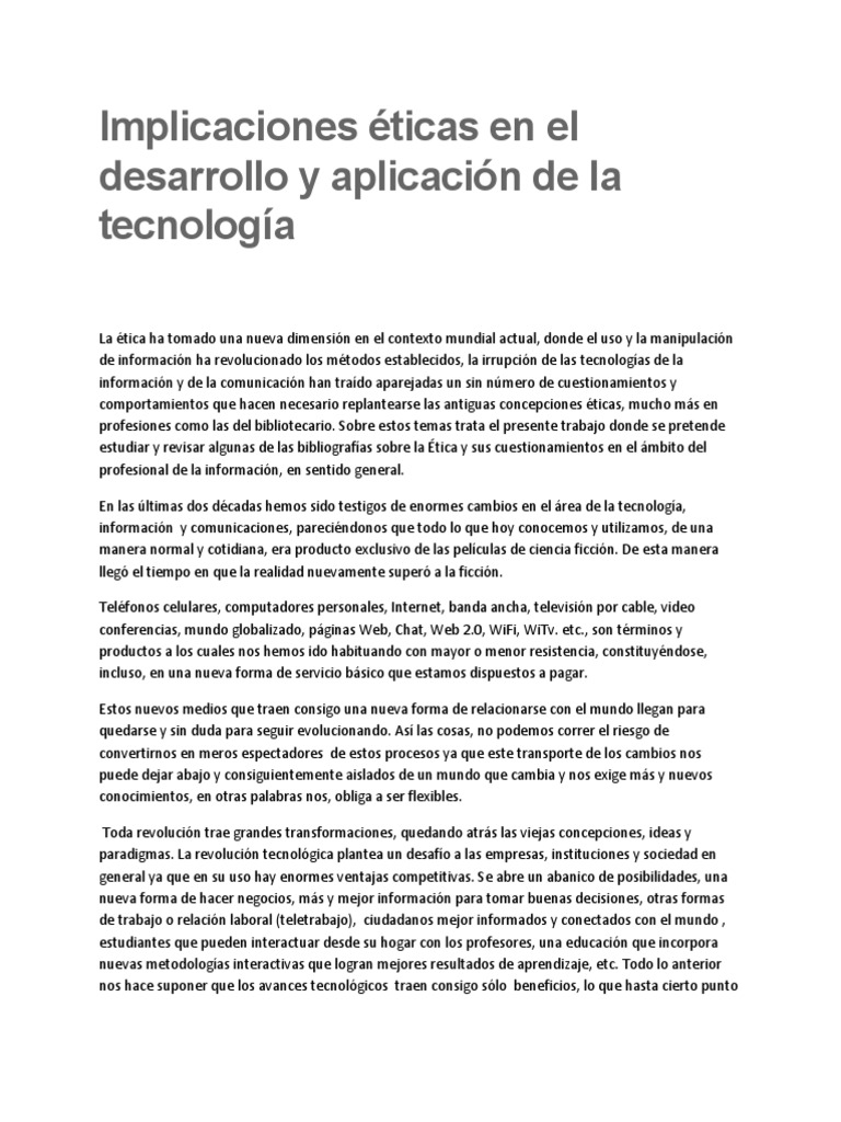 Implicaciones Éticas en El Desarrollo y