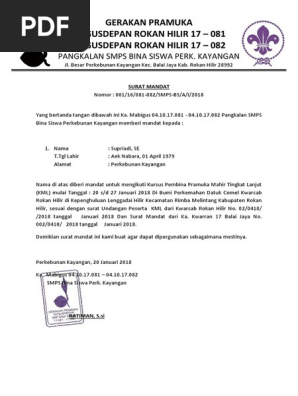 Surat Mandat Pramuka Kmd