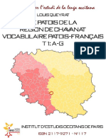 Louis QUEYRAT. Le Patois de La Région de Chavanat. Vocabulaire Patois-Français. t.1 (A-G)