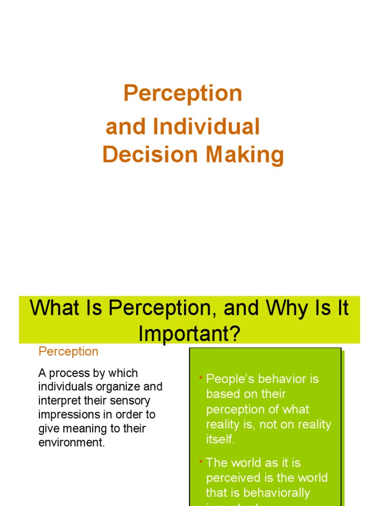 Perception's Impact on Decision Making | PDF | Decision Making | Bias