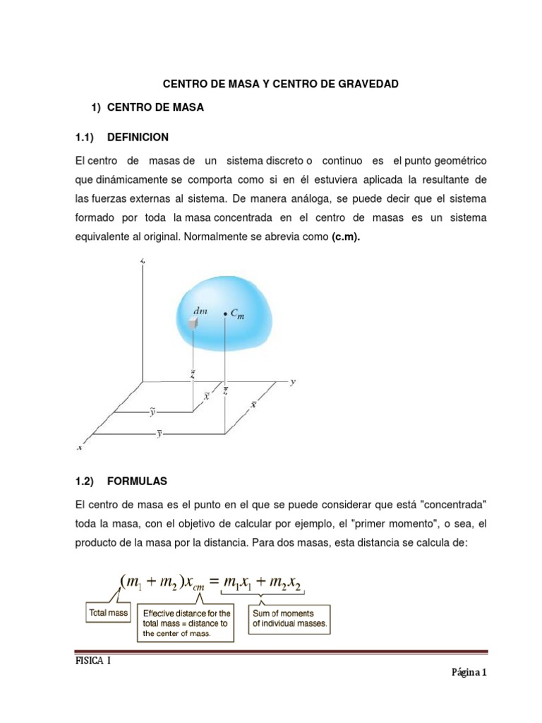 Centro de Masa y Centro de Gravedad PDF Centro de masa Gravedad