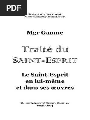 Gaume Traite Du Saint Esprit Pdf Saint Esprit Dieu