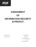 Assignment OF Information Security & Privacy