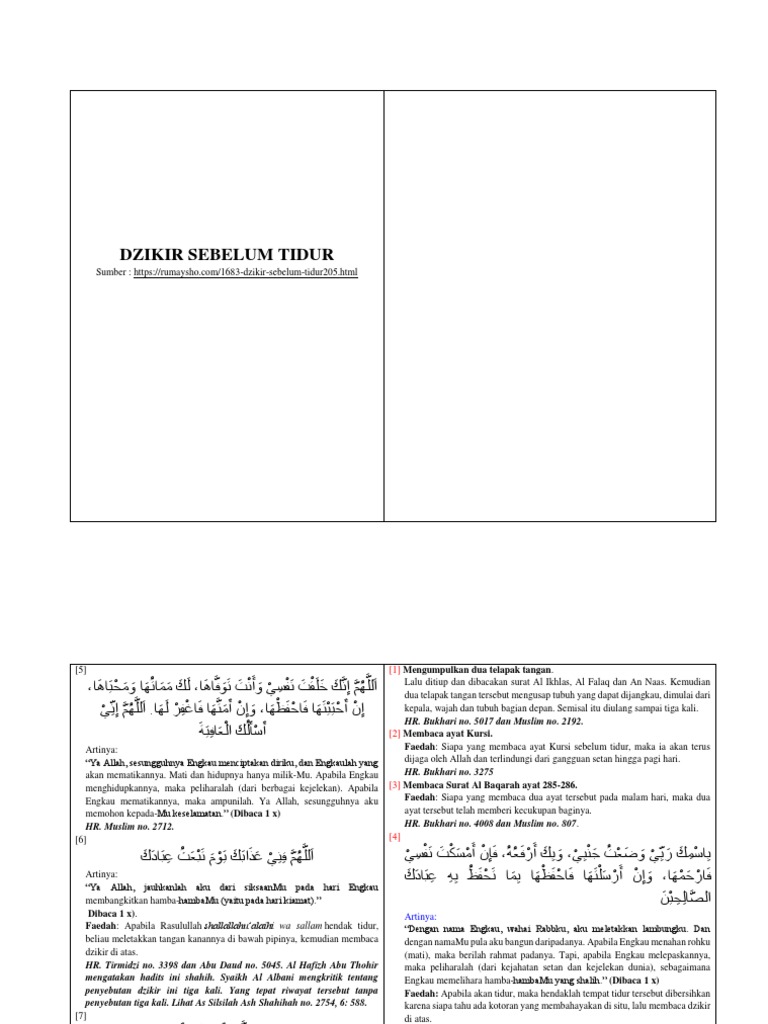 Dzikir Sebelum Tidur Rumaysho
