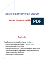 Creating Innovative ICT Venture: Venture Formation and Planning