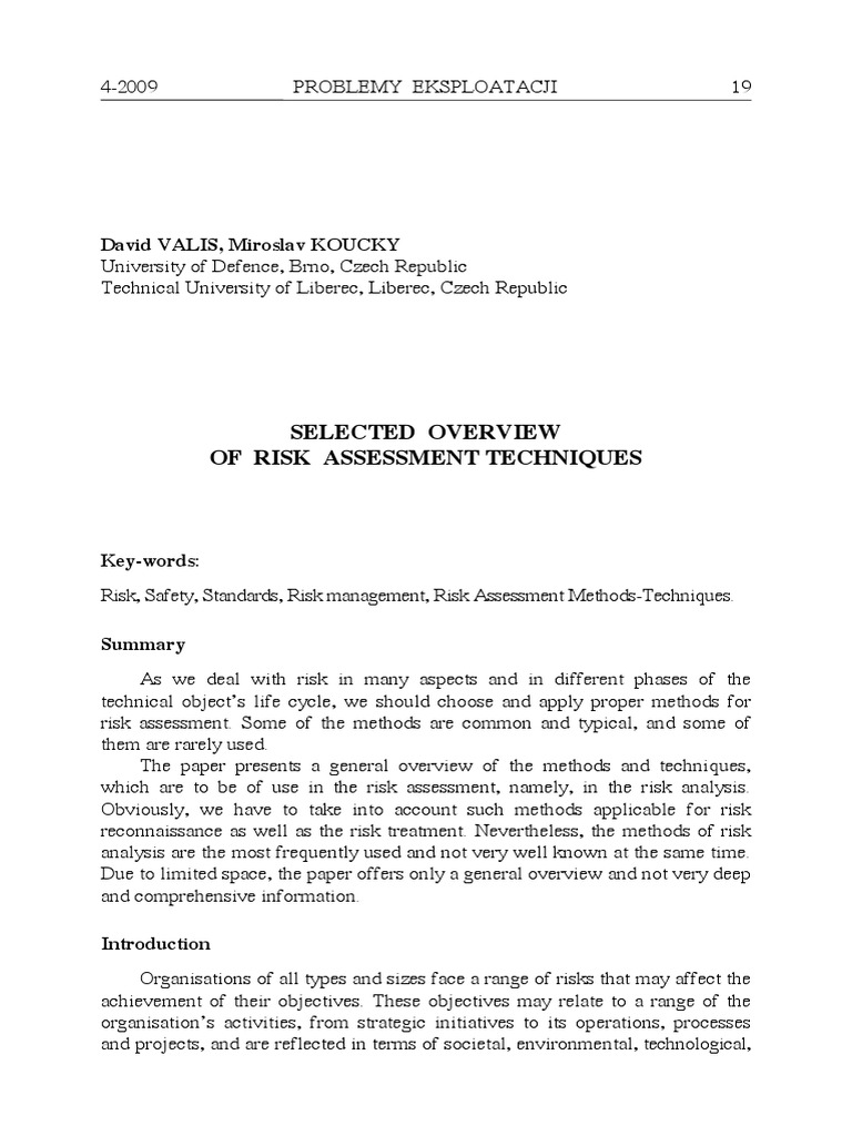 Overview of Risk Assessment Techniques | PDF | Risk Assessment | Risk