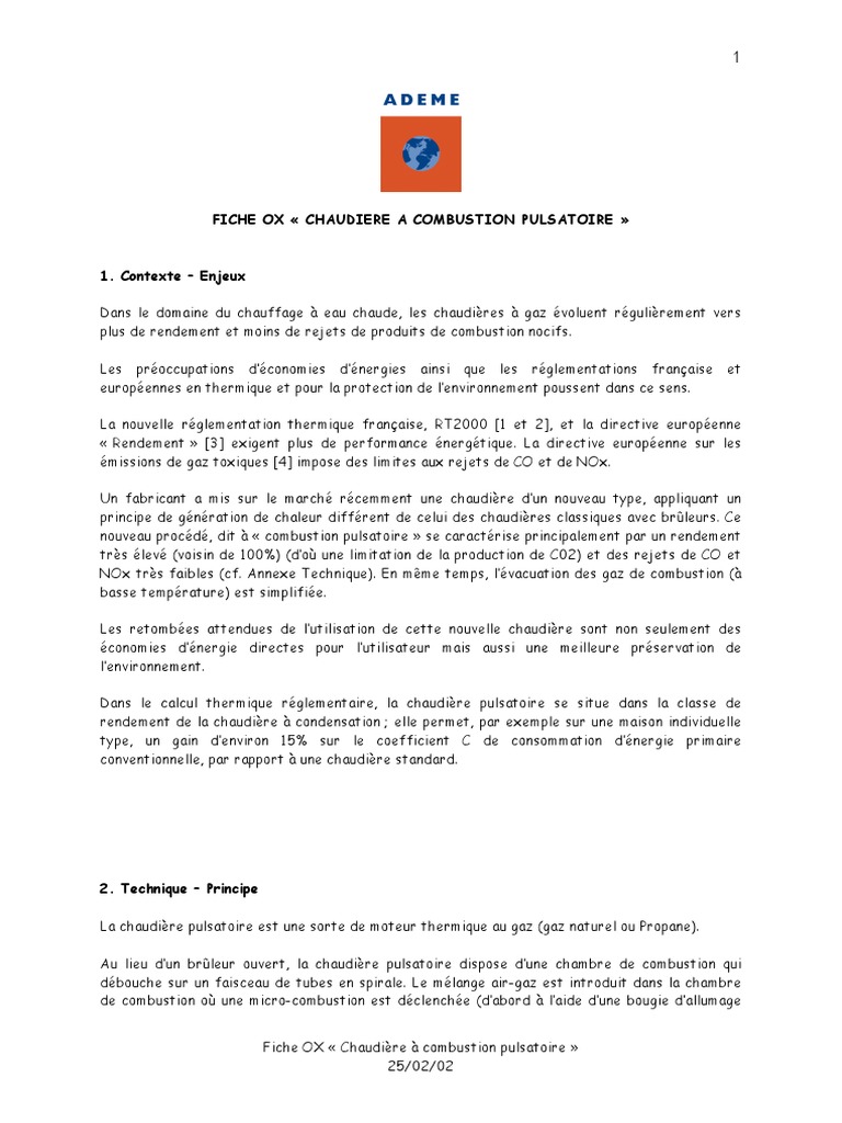 Chaudière à combustion pulsatoire AUER PDF Condensation Chaudière — free download