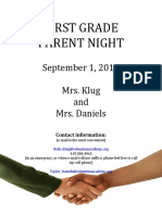 First Grade Parent Night: September 1, 2010 Mrs. Klug and Mrs. Daniels