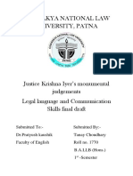 Literary Merits of Justice Krishna Iyer in Judgements of Various Cases