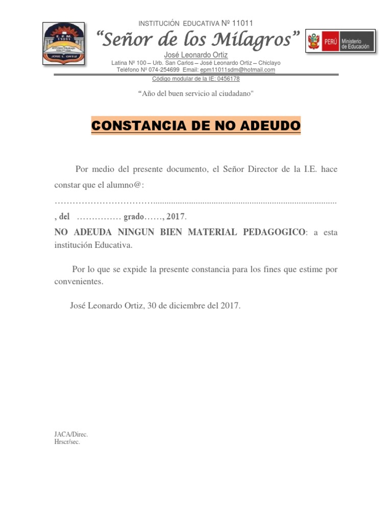 Constancia De No Adeudo 2017docx