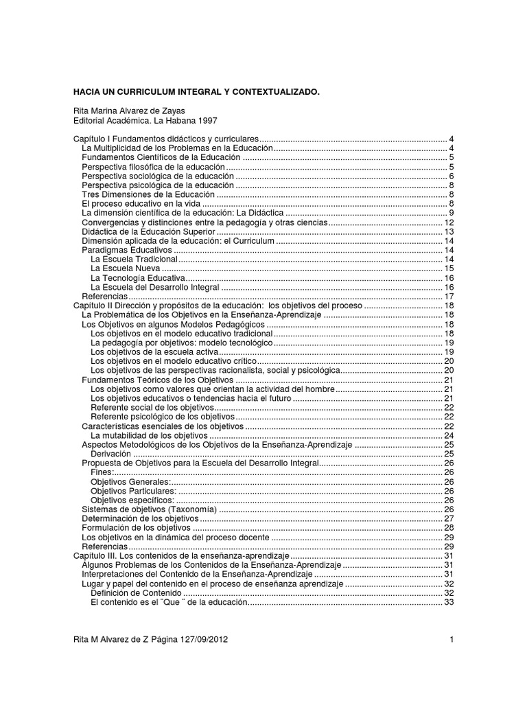 Rita Marina Alvarez - Curriculum Integral y Contextualizado | PDF ...