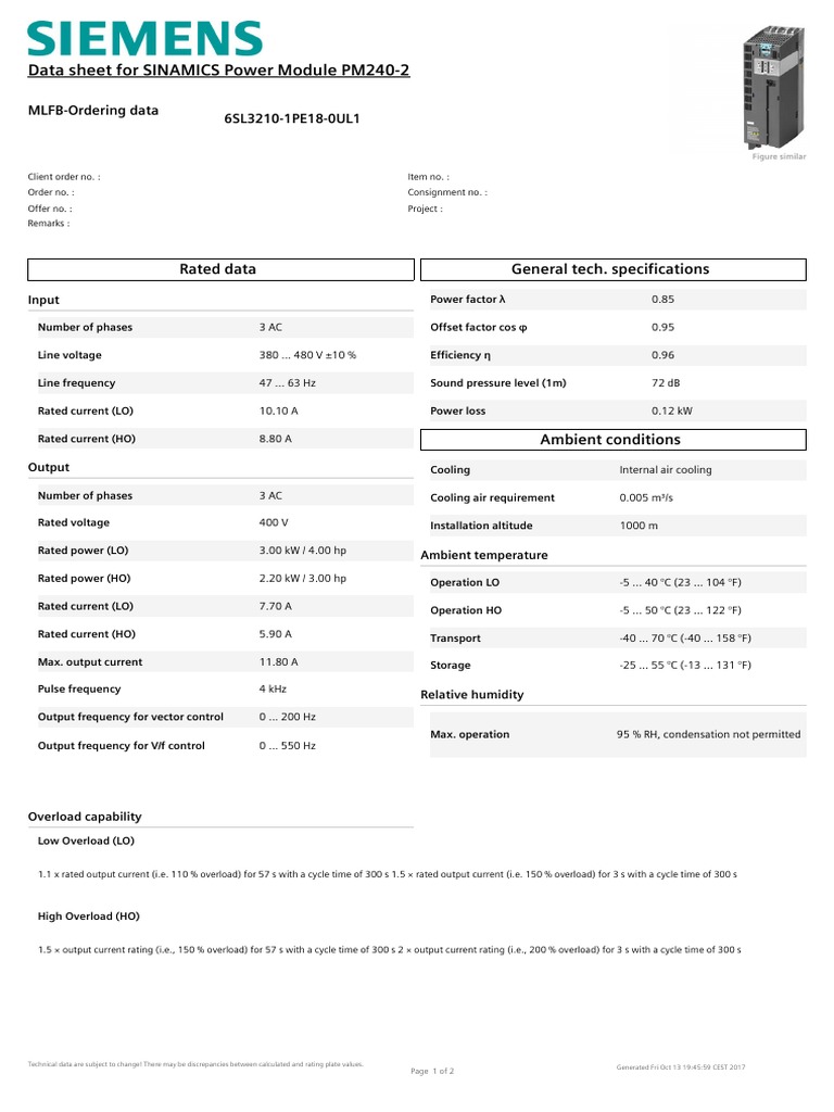 6SL3210-1PE18-0UL1 Datasheet en PDF | PDF | Relative Humidity ...