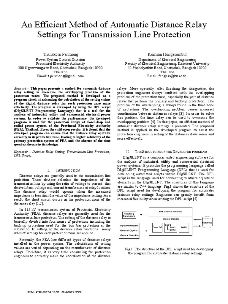 Automatic Distance Relay PDF PDF Transmission Line Electric Power System