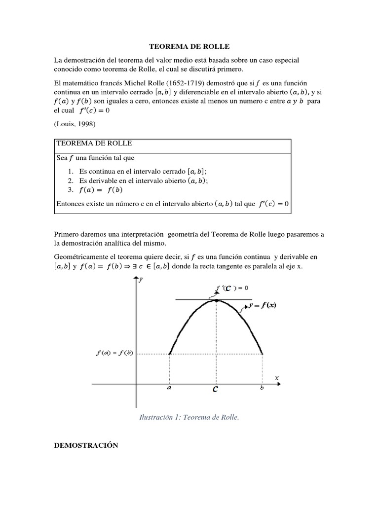 Teorema de Rolle | PDF | Función continua | Intervalo (Matemáticas)