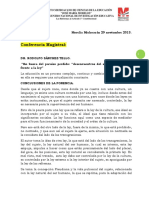 Conferencia Magistral Rodolfo Sanchez T. "En Busca Del Paraíso Perdido: "Desencuentros Del Sujeto Frente A La Ley"