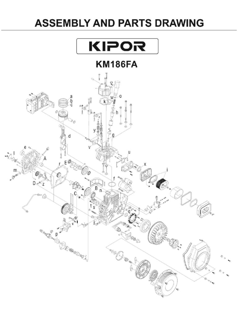 KM186F Diesel Engine Parts Catalog | PDF | Valve | Screw